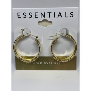 Essentials Small Multi-Ring 18k Gold Over Brass Hoop Earrings MSRP $50 CP177